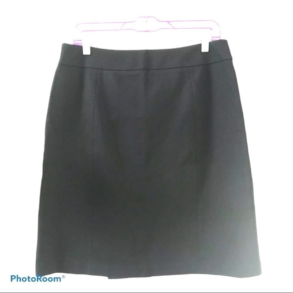 Talbots Black A-Line Skirt Buttons Front Career 8 - Picture 4 of 7
